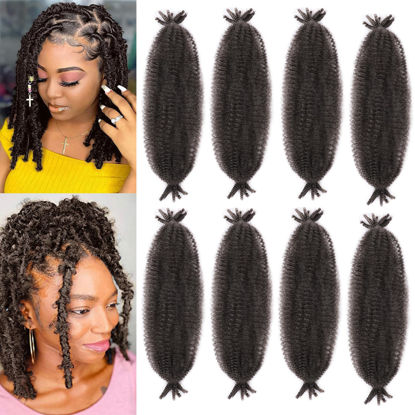 Picture of 18 Inch Pre-Separated Springy Afro Twist Hair 8 Packs Black Pre-Fluffy Natural Curls are Perfect for Marley Crochet Hair Suitable for Black Women (4#, 18 Inch (Pack of 8))