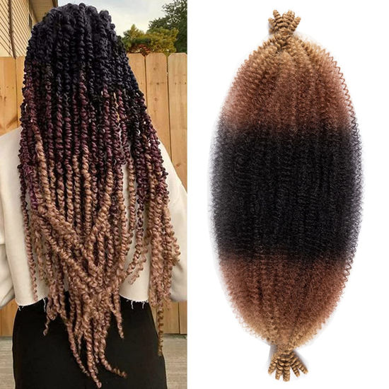 Picture of 24 Inch Pre-Separated Springy Afro Twist Hair 8 Pack Pre-Fluffy Natural Curls are Perfect for Marley Crochet Hair Suitable for Black Women (1B/30/27#, 24 Inch)