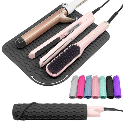 Picture of Suafrnut Plus Size Silicone Heat Resistant Mat, Portable Travel Hot Tools Pad Cover for Curling Iron, Flat Iron, Hair Straightener and Other Hair Styling Tools(12.0" x 9.0")