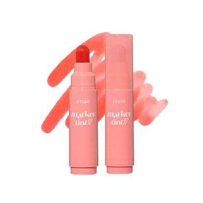 Picture of ETUDE Dear Darling Marker Tint #5 Pink Tangerine | Hydrating & Long Lasting Lip Stain | High Pigmented Lip Maker with Easy Drawing Tip | Korean Daily Lip Tint, Korean Makeup, Kbeauty