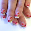 Picture of French Tip Fake Nails Fall Press on Nails Short Square Autumn Leaf Glue on Nails Maple Leaves Full Cover False Nails with Thanksgiving Nails Design Stick on Nails for Women Girls Fall Manicure 24Pcs