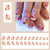 Picture of French Tip Fake Nails Fall Press on Nails Short Square Autumn Leaf Glue on Nails Maple Leaves Full Cover False Nails with Thanksgiving Nails Design Stick on Nails for Women Girls Fall Manicure 24Pcs