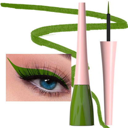 Picture of evpct 1Pcs Green Liquid Eyeliner Waterproof Green Eye Liners for Women, Eyes Wing Eyeliner Stamps Shapes Colored Eyeliner delineador de ojos a prueba de agua contra el agua blanco para ojos