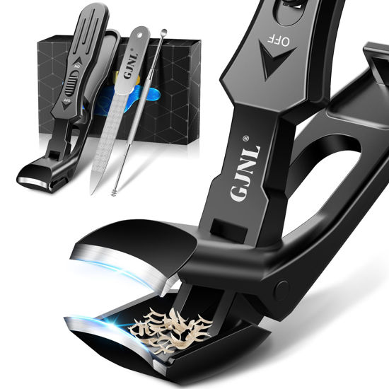 Picture of Toenail Clippers for Seniors Thick Toenails, Upgrade Angled Nail Clipper for Seniors, Toe Nail Clippers for Men with Wide Jaw Opening, Sharp Heavy Duty Fingernail Clipper Cutter with Catcher