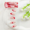 Picture of Valentines Day Press on Nails Medium Almond False Nails with Heart Designs White French Tip Nails Press ons Glossy Glue on Nails Nude Acrylic Nails Glitter Stick on Nails for Women 24Pcs
