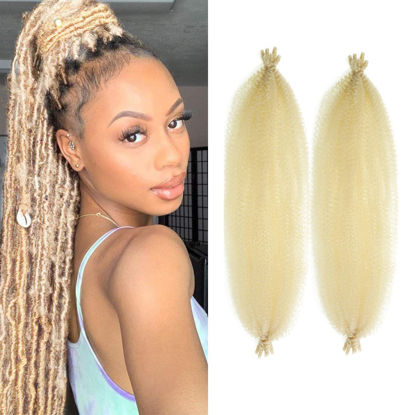 Picture of 18 Inch Pre-Separated Springy Afro Twist Hair 2 Packs Pre-Fluffy Natural Curls are Perfect for Marley Crochet Hair Suitable for Black Women (613#, 18 Inch (Pack of 2))