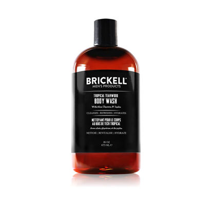 Picture of Brickell Men's Invigorating Body Wash for Men, Natural and Organic Deep Cleaning Shower Gel with Aloe, Glycerin, and Jojoba, Sulfate Free, Scented (Tropical Teakwood, 16 oz)