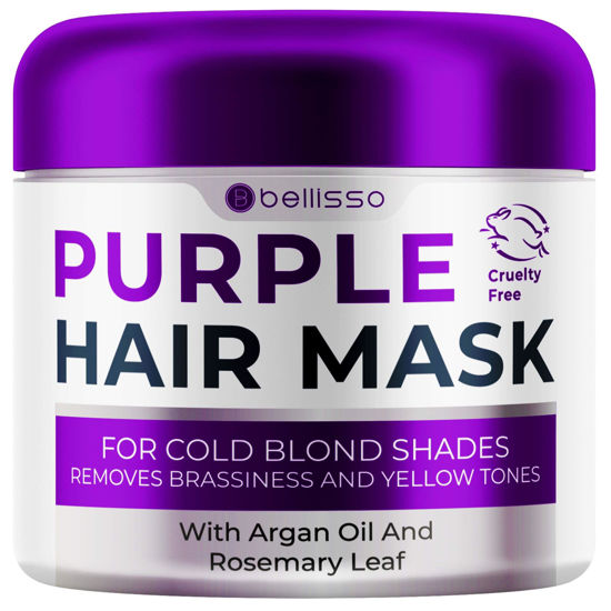 Picture of Purple Hair Mask - Deep Conditioner and Toner for Blonde, Brassy Hair - Hydrating Repair and After Bleach Treatment for Damaged and Dry Hair - Moisture Conditioning for Bleached Women and Men