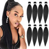 Picture of Pre-Stretched Braiding Hair Extensions Black - 28''-8 Packs Synthetic Crochet Braids, Natural Braid Crochet Hair, Hot Water Setting Professional Soft Yaki Texture (28inch,1B)