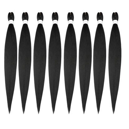 Picture of Pre Stretched Braiding Hair Natural Black Long Braid 48 Inch 8 Packs Braiding Hair Extensions Professional Synthetic Fiber Crochet Twist Braids(48inch,#1B)
