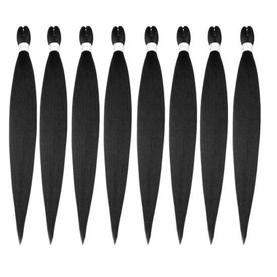 Picture of Pre Stretched Braiding Hair Natural Black Long Braid 48 Inch 8 Packs Braiding Hair Extensions Professional Synthetic Fiber Crochet Twist Braids(48inch,#1B)