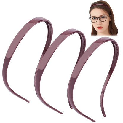 Picture of TOBATOBA Flex No Pressure Headbands, Headbands for Glasses Wearers, Sunglasses Headband No Headache Headband Comfortable Headbands, Plastic Headbands with Teeth, Non Slip for Women Girls 3Pcs