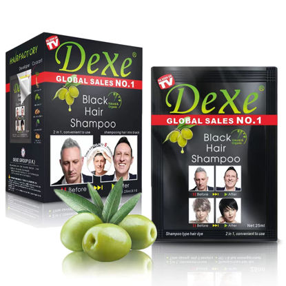 Picture of 10 PCS Dexe Hair Shampoo Instant Hair Dye for Men Women, Black Color - Simple to Use - Hair Dye Permanent - Last 30 days - Natural Ingredients for Woman&Man