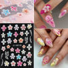Picture of Fcozpjk Flowers Nail Stickers 4 Sheets 5D Embossed Floral Nail Decals, Summer Neon Nail Design, 3D Acrylic Engraved Hibiscus Flowers Rose Butterfly Stickers for Nail Art Pegatinas Uñas