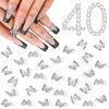 Picture of 40Pcs 3D Butterfly Nail Charms, Silver Shiny Luxury Gems, Crystal Diamond Jewels Studs with Rhinestones for Nail Design, Nail Art Decoration Set for Acrylic Nails