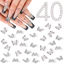 Picture of 40Pcs 3D Butterfly Nail Charms, Silver Shiny Luxury Gems, Crystal Diamond Jewels Studs with Rhinestones for Nail Design, Nail Art Decoration Set for Acrylic Nails