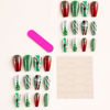 Picture of Christmas Press on Nails Medium Coffin Fake Nails with Stripe Christmas Tree Designs Glitter Press Nails ons Green Acrylic Nails Red False Nails Stick on Nails for Women 24 Pcs