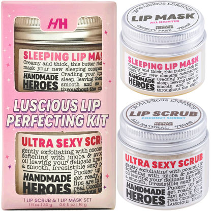 Picture of 100% Natural Lip Scrub Vegan Conditioning Coconut Lip Exfoliator Gentle Exfoliant Sugar Lip Polish and Lip Exfoliator Scrubber for Chapped and Dry Lips (Lip Scrub and Lip Mask Gift Set)