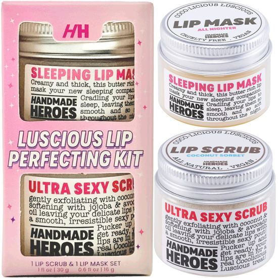 Picture of 100% Natural Lip Scrub Vegan Conditioning Coconut Lip Exfoliator Gentle Exfoliant Sugar Lip Polish and Lip Exfoliator Scrubber for Chapped and Dry Lips (Lip Scrub and Lip Mask Gift Set)