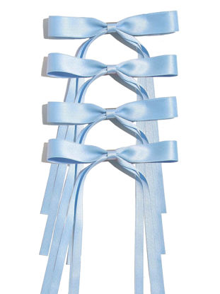 Picture of Ayesha Blue Hair Bows Clips Blue Ribbon Bows with Long Tail Blue Bows Barrettes Hair Accessories for Women Girls 4PCS