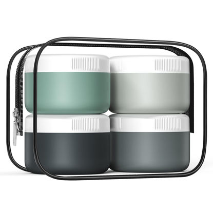 Picture of Kuangre Travel Containers for Toiletries, Silicone Cream Jars BPA Free, TSA Approved 2oz Travel Size Containers, Leak-proof Travel Essentials with Lid for Cosmetic Face Hand Body Cream (4 Pack)