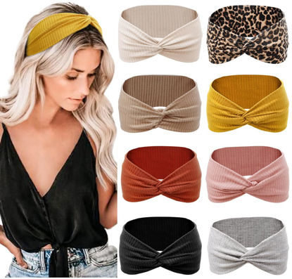 Picture of Tobeffect Headbands for Women Non Slip for Short Hair. Yoga Workout Running Sport Elastic Hair Bands for Women's Hair Twist Turban Hair Wrap for Girls
