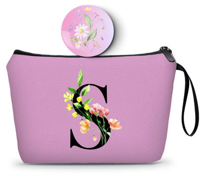 Picture of SEAMOON Gifts for Women Birthday Unique, Makeup Bag, Gifts for Mom Birthday, Bride to be Gifts,Bridal Shower Gift, Womens Gifts for Birthday, Initial Gifts for Women,Cosmetic Bag with Mirror,S