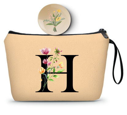 Picture of SEAMOON Friend Birthday Gifts for Women,Appreciation Gifts for Coworkers,Nurse Gifts,Bridesmaid Gifts,Makeup Bag with Mirror,Cosmetic Pouch,Sister Gifts,Personalized Gifts,H