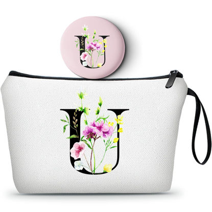 Picture of Birthday Gift for Mom,Initial Gifts,Friend Gifts,Monogrammed Gifts for Women,Bride Gifts,Makeup Bag with Mirror,Sister Birthday Gift Ideas,Teen Gifts for Girls,Personalized Gifts,Christmas Gifts,U