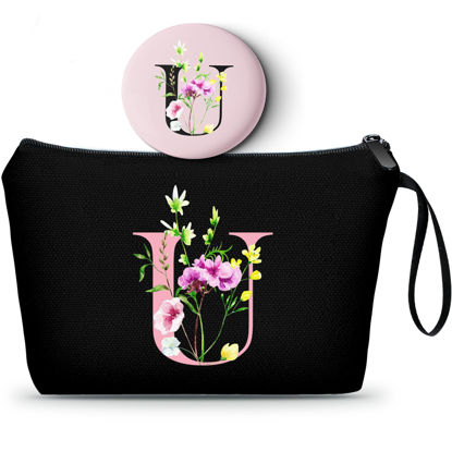 Picture of Birthday Gift for Mom,Initial Gifts,Friend Gifts,Monogrammed Gifts for Women,Bride Gifts,Makeup Bag with Mirror,Sister Birthday Gift Ideas,Teen Gifts for Girls,Personalized Gifts,Christmas Gifts,U