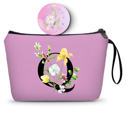 Picture of SEAMOON Personalized Makeup Bag,Gifts for Moms Birthday,Bridesmaid Gifts,Custom Makeup Bag with Mirror,Gifts for Woman Unique,Sister Gifts,Mothers day Gifts,Personalized Gifts,Q