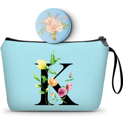 Picture of SEAMOON Birthday Gifts for Mom,Aunt,Teacher, Sister, Friend, Makeup Bag, Thank You Gifts for Women, Appreciation Gifts for Coworkers, Bride Bridesmaid Makeup Bag with Mirror,Christmas Gifts,K