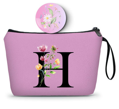 Picture of SEAMOON Friend Birthday Gifts for Women,Appreciation Gifts for Coworkers,Nurse Gifts,Bridesmaid Gifts,Makeup Bag with Mirror,Cosmetic Pouch,Sister Gifts,Personalized Gifts,H