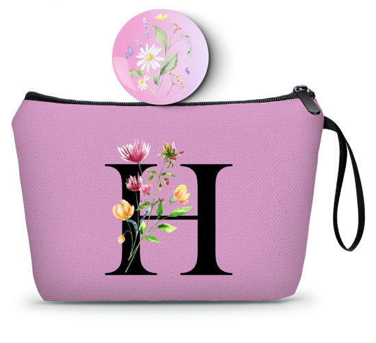 Picture of SEAMOON Friend Birthday Gifts for Women,Appreciation Gifts for Coworkers,Nurse Gifts,Bridesmaid Gifts,Makeup Bag with Mirror,Cosmetic Pouch,Sister Gifts,Personalized Gifts,H