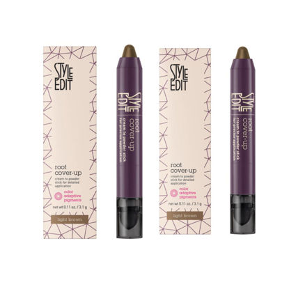 Picture of Style Edit Root Touch Up Stick for Light Brown Hair, Root Concealer for Gray Hair Coverage, Temporary Hair Color, Premium Hair Shading Sponge Pen, Hair Makeup Root Cover Up, 0.11 oz Stick 2 Pack