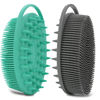 Picture of 2 Pack Silicone Body Scrubber, Silicone Loofah Double-Sided Body Brush,Silicone Shower Scrubber and Scalp Massager Shampoo Brush for Sensitive Kids Women Men All Kinds of Skin (Green & Gray)