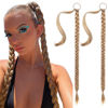 Picture of SEIKEA 2PCS Long Braid Ponytail Extension with Hair Tie Long Straight Wrap Around Hair Extensions Ponytail Natural Soft Synthetic Hair Piece Golden Blonde Highlights 26 Inch (After Braided 23 Inch)