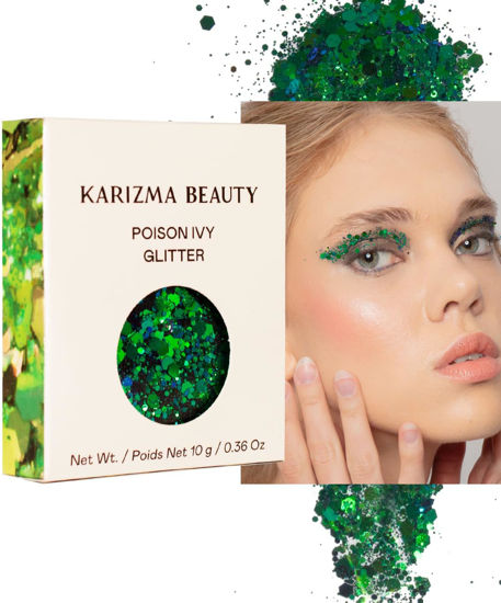 Picture of KARIZMA Poison Ivy Body Glitter. 10g Chunky Face Glitter, Hair Glitter, Eye Glitter and Body Glitter for Women. Rave Glitter, Festival Accessories, Cosmetic Glitter Makeup. Loose Glitter Set