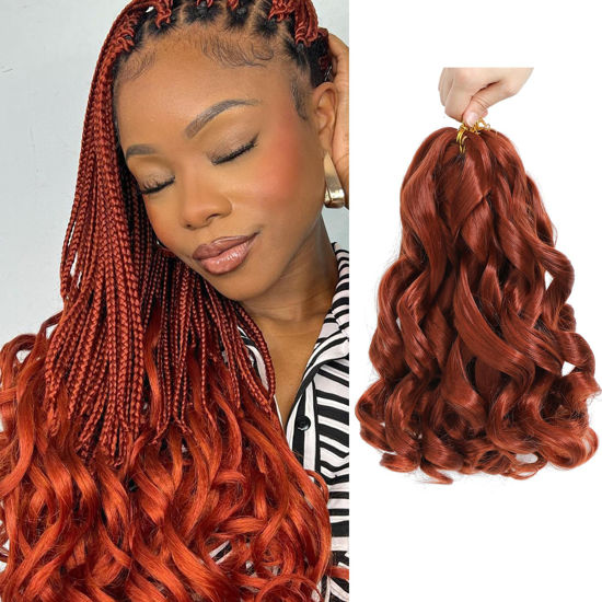 Picture of WIPPORYA French Curly Braiding Hair 12 Inch 6 Packs Black Loose Wave Bouncy Crochet Hair Pre Stretched 50g/pack Yaki Curly Braiding Hair for Black Women Hair Extensions (12inch #350(pack of 6))