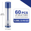 Picture of LotFancy Lip Balm Tubes, 60 Empty, 5.5ml, Clear Plastic Containers with 4 Color Caps, BPA Free, Leak Free, Refillable (Yellow White Blue Red)