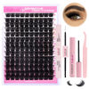 Picture of FADLASH Lash Extension DIY Kit Lash Clusters D Curl Cluster Lashes with Lash Bond and Seal Cluster Lashes Glue Remover Lash Tweezers for DIY Eyelash Extension at Home（Kit 200D-0.07D-12-18MIX）