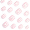 Picture of Short Square Press on Nails Glossy Nude Pink Valentine’s Day Fake Nails Small White Heart Design False Nails Full Cover Acrylic Glue on Nails Cute Stick on Nails for Women Valentines Manicure 24Pcs