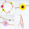 Picture of Sucrain 2pcs Flower Hippie Headband Floral Crown Summer Sunflower Hair Accessories for 70 s Bohemian Costumes Style (Colorful+Colorful)