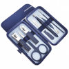 Picture of QURIPE 7pcs Manicure Set, Nail Clippers Kit, Stainless Steel Manicure Kit, Nail Clipping Tools Portable Travel Grooming Kit, The Best Gift with Luxurious Case (Blue)