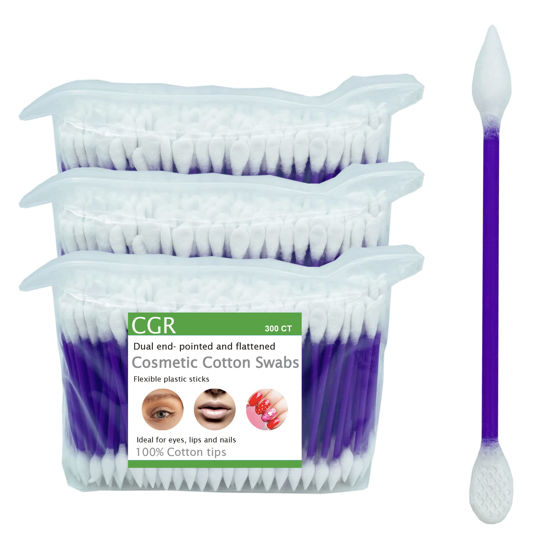Picture of 900pcs CGR Precision Cotton Swabs with Pointed and Flattened Tip Cosmetic Makeup Applicator(3x300pcs in bags)