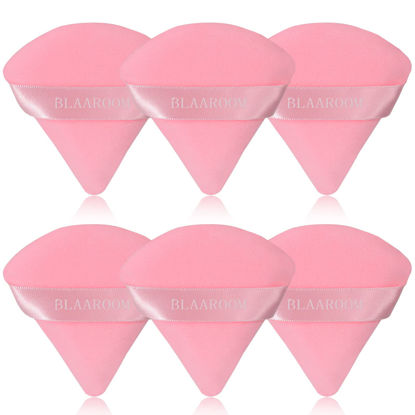 Picture of BLAAROOM 6 Pieces Powder Puff Face Makeup Velour Soft Triangle Powder Puffs for Loose Powder Mineral Powder Body Powder Wet Dry Cosmetic Foundation Sponge Makeup Tool - Pink