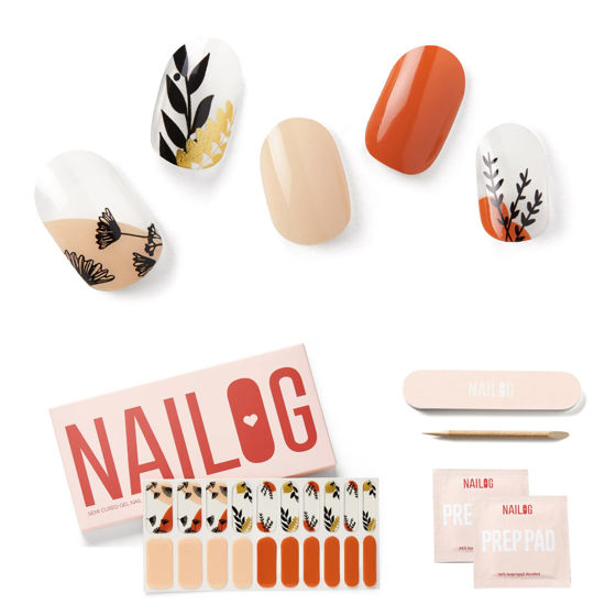 Picture of NAILOG Semi Cured Gel Nail Strips, Extra Long Nail Polish Strips (20 Peices), Long Lasting Semi Cured Nail Stickers with Soft Glossy Gel Finish, Dandelion