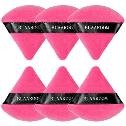 Picture of BLAAROOM Powder Puffs for Face Setting Makeup,6 Pcs Soft Velvet Triangle Puff for Contouring, Under Eyes and Corners Delicate Cosmetic Sponge Makeup Tool - Rose Red