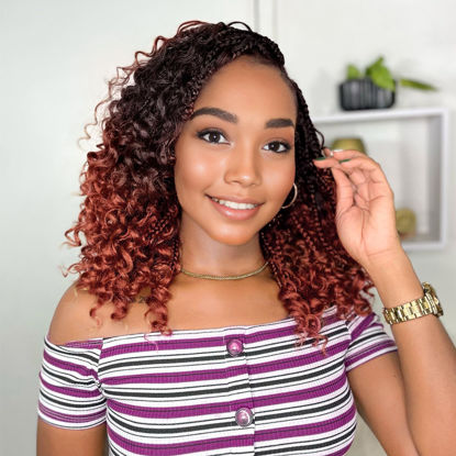 Picture of Yewell Goddess Box Braids Crochet Hair 12 Inch Boho Crochet Box Braids, 9 Packs Boho Box Braids Crochet Hair For Black Women Pre Looped Box Braids Crochet Hair (12Inch 9 Packs,T350)