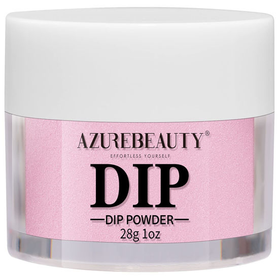 Picture of Dip Powder Nude Pink Color, AZUREBEAUTY Nail Dipping Powder French Nail Art Starter Manicure Salon DIY at Home, Odor-Free and Long-Lasting, No Needed Nail Lamp Curing, 1 Oz